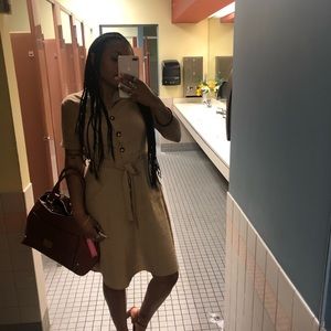 Tan button up dress